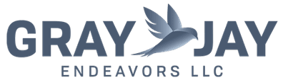 Gray Jay Endeavors logo with a gray jaybird bursting into flight between the words "Gray " and "Jay"